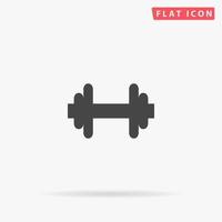 Dumbbell. Simple flat black symbol with shadow on white background. Vector illustration pictogram