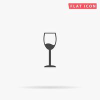 Simple Wine glass - Alcohol drink. Simple flat black symbol with shadow on white background. Vector illustration pictogram