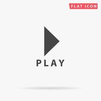 Play button. Simple flat black symbol with shadow on white background. Vector illustration pictogram
