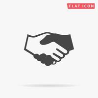 Handshake for business and finance. Simple flat black symbol with shadow on white background. Vector illustration pictogram