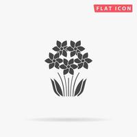 Bush Flower. Simple flat black symbol with shadow on white background. Vector illustration pictogram