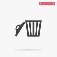 Trash can. Simple flat black symbol with shadow on white background. Vector illustration pictogram