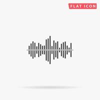 Sound waveequalizer music. Simple flat black symbol with shadow on white background. Vector illustration pictogram