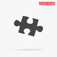 Simple puzzle. Simple flat black symbol with shadow on white background. Vector illustration pictogram