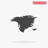 Alaska map. Simple flat black symbol with shadow on white background. Vector illustration pictogram