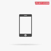 Smartphone. Simple flat black symbol with shadow on white background. Vector illustration pictogram