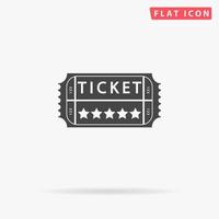 Vintage Ticket. Simple flat black symbol with shadow on white background. Vector illustration pictogram