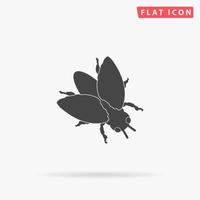 Stencil flies. Simple flat black symbol with shadow on white background. Vector illustration pictogram