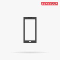 Smartphone. Simple flat black symbol with shadow on white background. Vector illustration pictogram