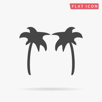 Two palm trees. Simple flat black symbol with shadow on white background. Vector illustration pictogram