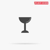 Drink - wineglass. Simple flat black symbol with shadow on white background. Vector illustration pictogram