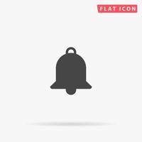 Bell. Simple flat black symbol with shadow on white background. Vector illustration pictogram