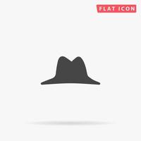 sombrero de hombre simple símbolo negro plano con sombra sobre fondo blanco. pictograma de ilustración vectorial vector