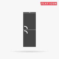 Refrigerator. Simple flat black symbol with shadow on white background. Vector illustration pictogram