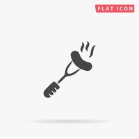 Sausage. Simple flat black symbol with shadow on white background. Vector illustration pictogram