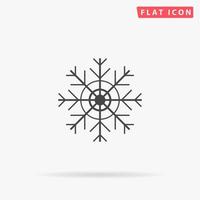 Snowflake. Simple flat black symbol with shadow on white background. Vector illustration pictogram