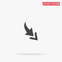 Arrow one by one. Simple flat black symbol with shadow on white background. Vector illustration pictogram