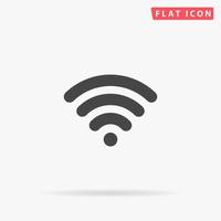 Free wi fi. Simple flat black symbol with shadow on white background. Vector illustration pictogram