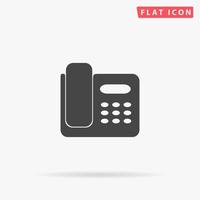 Fax machine. Simple flat black symbol with shadow on white background. Vector illustration pictogram