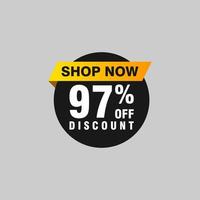 97 discount, Sales Vector badges for Labels, , Stickers, Banners, Tags, Web Stickers, New offer. Discount origami sign banner.