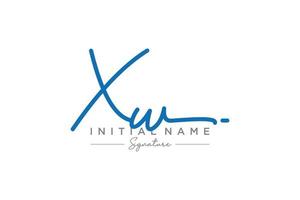 Initial XW signature logo template vector. Hand drawn Calligraphy lettering Vector illustration.