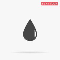 Water drop. Simple flat black symbol with shadow on white background. Vector illustration pictogram