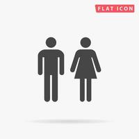 hombre y mujer - baño, baño. simple símbolo negro plano con sombra sobre fondo blanco. pictograma de ilustración vectorial vector