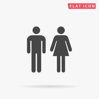 Man and woman - toilet, restroom. Simple flat black symbol with shadow on white background. Vector illustration pictogram