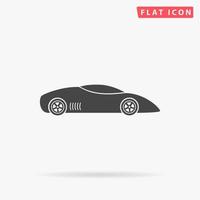 Silhouette of sport car for racing sports. Simple flat black symbol with shadow on white background. Vector illustration pictogram