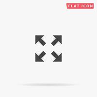 Arrows in four directions. Simple flat black symbol with shadow on white background. Vector illustration pictogram