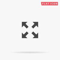 Arrows in four directions. Simple flat black symbol with shadow on white background. Vector illustration pictogram