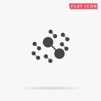 Molecule atom. Simple flat black symbol with shadow on white background. Vector illustration pictogram