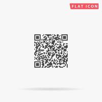 Qr code. Simple flat black symbol with shadow on white background. Vector illustration pictogram