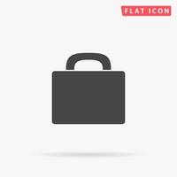 Suitcase. Simple flat black symbol with shadow on white background. Vector illustration pictogram