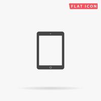 Tablet. Simple flat black symbol with shadow on white background. Vector illustration pictogram