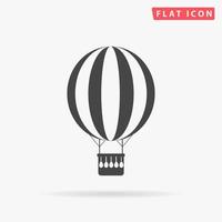 Balloon journey. Simple flat black symbol with shadow on white background. Vector illustration pictogram