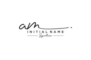 Initial AM signature logo template vector. Hand drawn Calligraphy lettering Vector illustration.