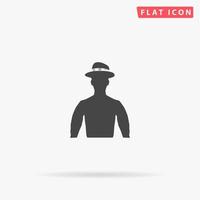 Cowboy. Simple flat black symbol with shadow on white background. Vector illustration pictogram