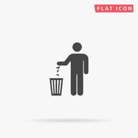 Bin. Simple flat black symbol with shadow on white background. Vector illustration pictogram