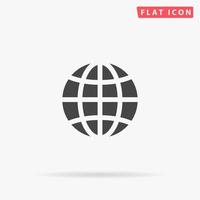 Earth Globe. Simple flat black symbol with shadow on white background. Vector illustration pictogram