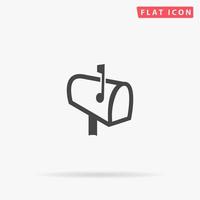 Mailbox. Simple flat black symbol with shadow on white background. Vector illustration pictogram