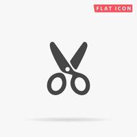 Scissors. Simple flat black symbol with shadow on white background. Vector illustration pictogram