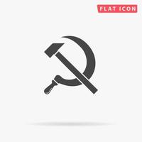 Hammer and sickle. Simple flat black symbol with shadow on white background. Vector illustration pictogram