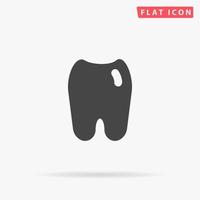 Tooth. Simple flat black symbol with shadow on white background. Vector illustration pictogram