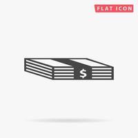 Bundle of Dollars. Simple flat black symbol with shadow on white background. Vector illustration pictogram