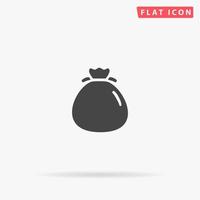 Bag flour. Simple flat black symbol with shadow on white background. Vector illustration pictogram