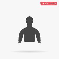 Silhouette man. Simple flat black symbol with shadow on white background. Vector illustration pictogram