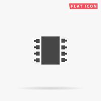 Microchip. Simple flat black symbol with shadow on white background. Vector illustration pictogram