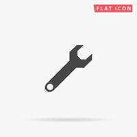 Simple wrench. Simple flat black symbol with shadow on white background. Vector illustration pictogram