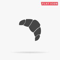 Croissant. Simple flat black symbol with shadow on white background. Vector illustration pictogram